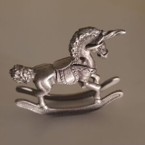 1982 Vintage Pewter Unicorn Rocking Figurine